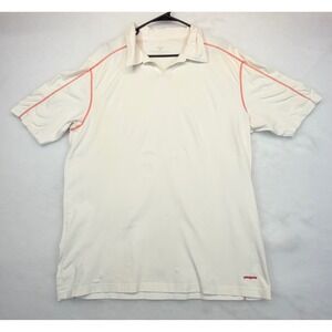 Patagonia Mens Stretch Polo Shirt XL White Red Stitching 53400 Spring 2011